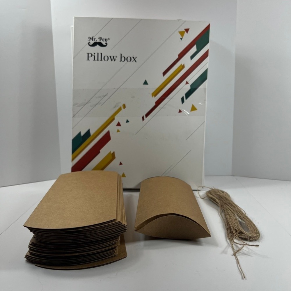 Mr Pen Pillow Box Kraft Paper Gift Jewelry Crafts Party Favors 5 packs of 25 ea